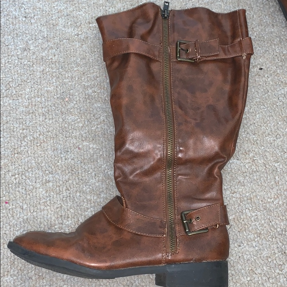Brown wide calf boots